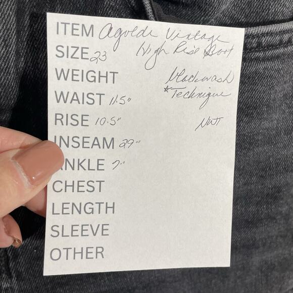 Agolde VINTAGE HIGH RISE BOOT Women’s Size 23 Black TECHNIQUE Wash NEW Tiny Flaw - Picture 10 of 10